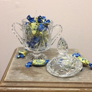 Pinwheel Crystal Double Handle Dish